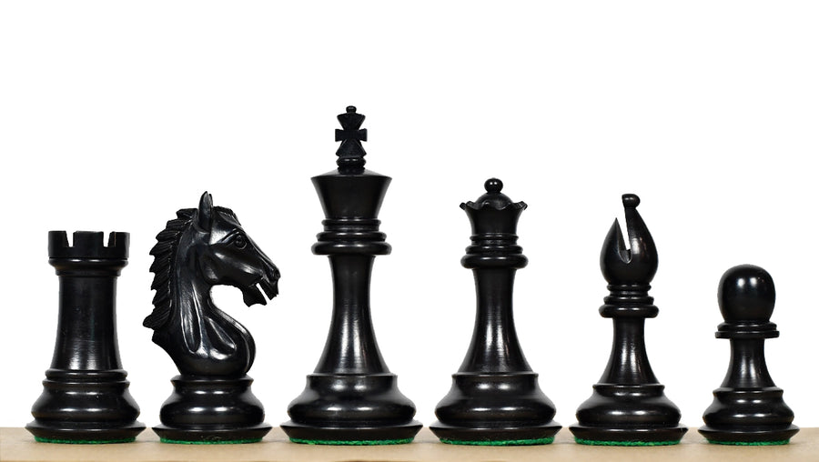 Derby Knight Staunton Weighted Chess Pieces in Ebonized Boxwood 4.1" - King