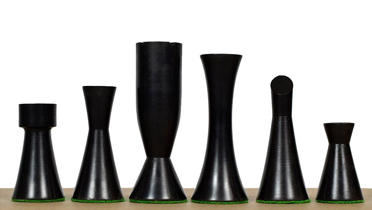 Minimalist Midnight Contemporary Chess Pieces Ebonized Boxwood 3.4"- King