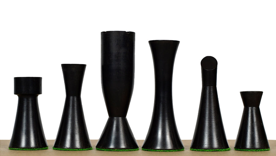 Minimalist Midnight Contemporary Chess Pieces Ebonized Boxwood 3.4"- King