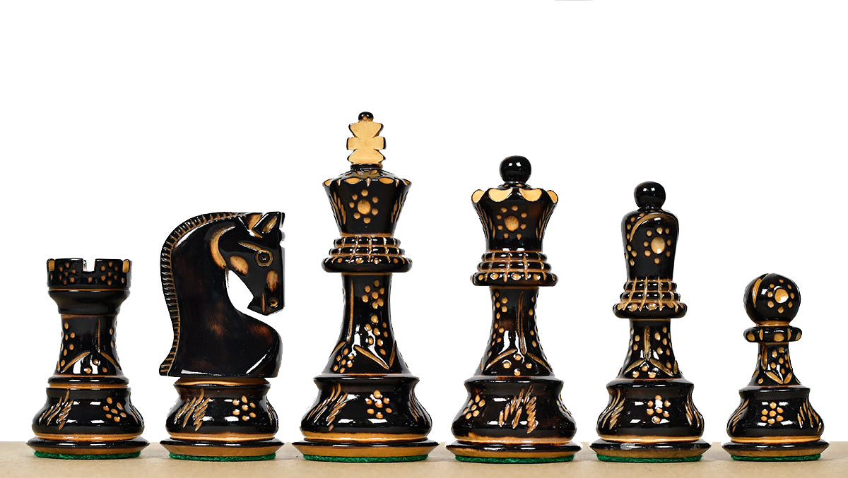 1959 Russian Zagreb Chess Pieces in Burnt & Natural Boxwood 3.89" - King