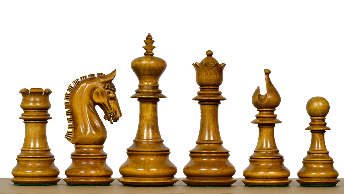 War Admiral Luxury Handcrafted Staunton Chess Pieces In Antique Wood & Ebony Wood - 4.4" King