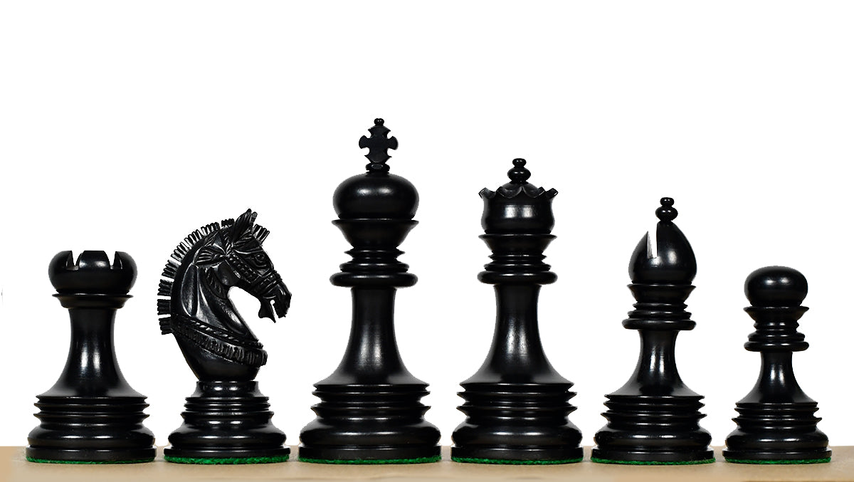 Indian Chetak II Lead Weighted Chess Pieces Ebony 4.3" Extra Queens