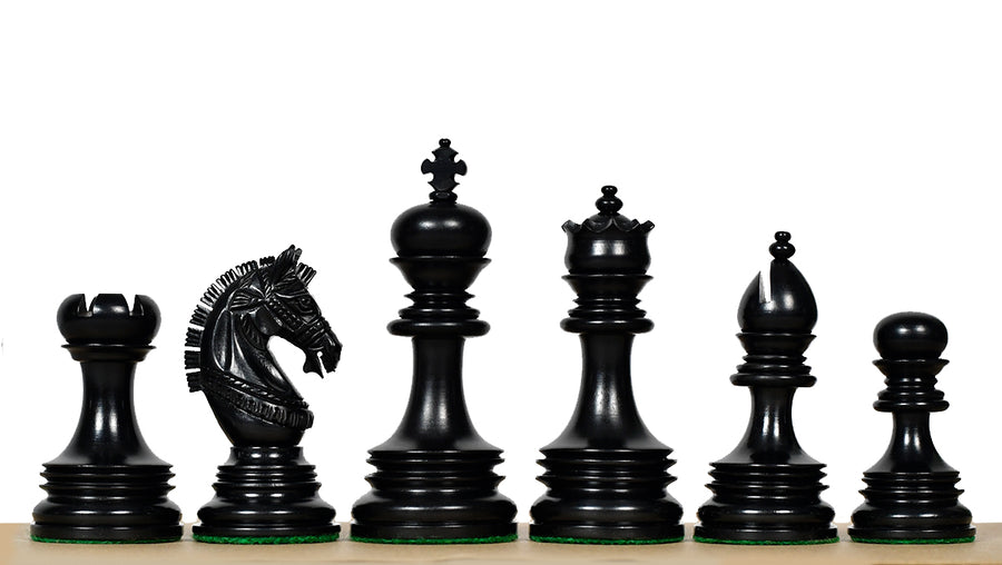 Indian Chetak II Lead Weighted Chess Pieces Ebony 4.3" Extra Queens