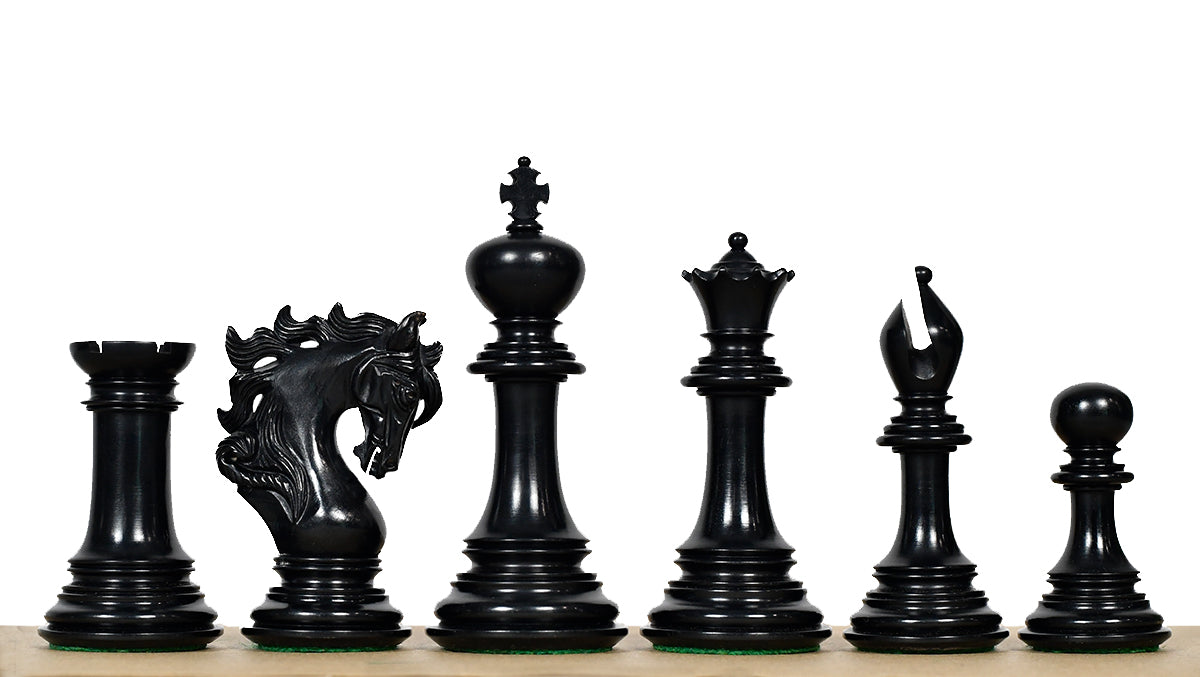 Viking Triple Weighted Luxury Chess Pieces Handcrafted Ebony wood & Boxwood - 4.4"- King