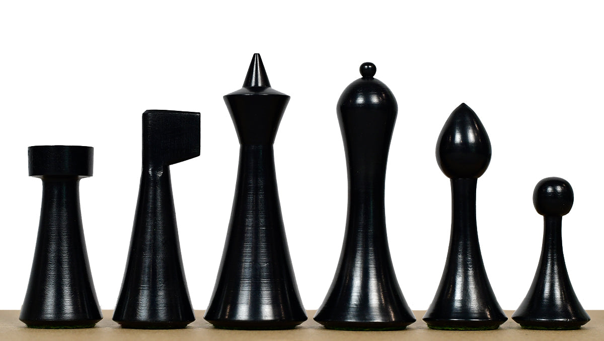 Minimalist Hermann Ohme Chess Pieces in Dyed Boxwood 3.75" King