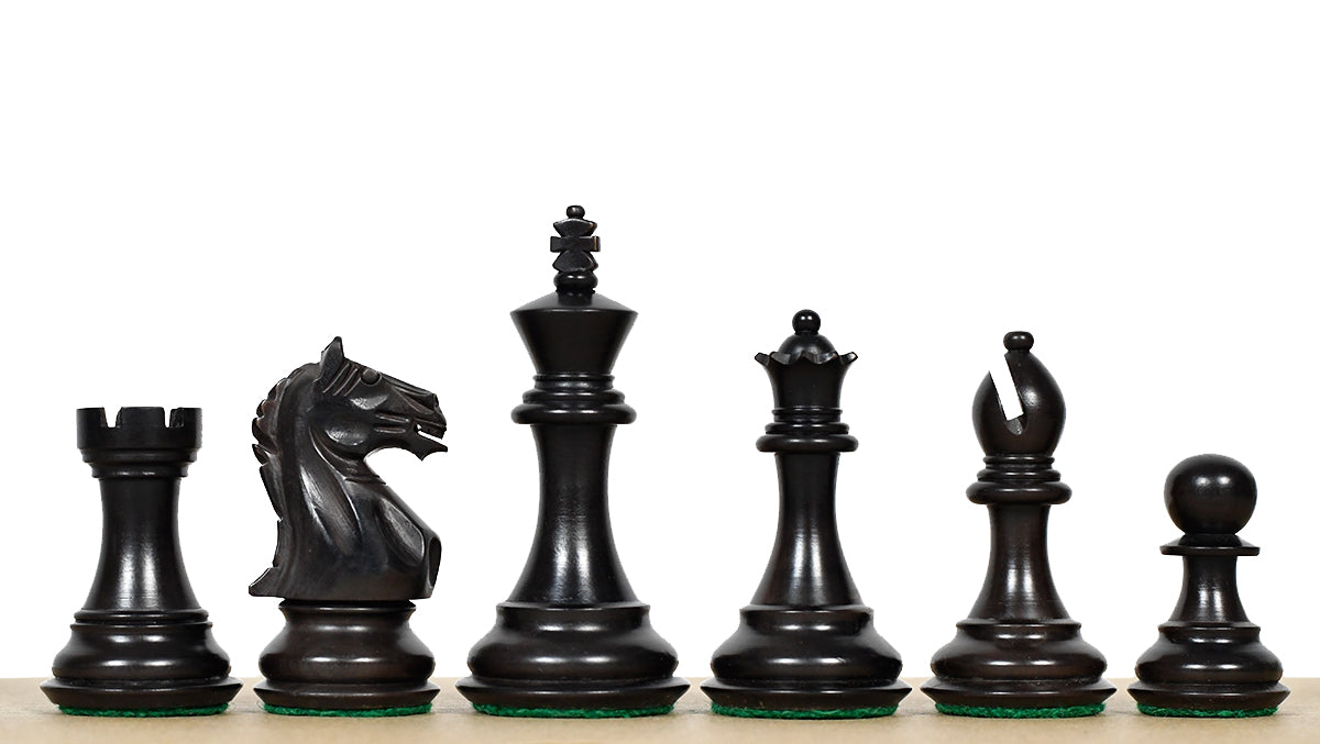 Fierce Knight Staunton Chess Pieces Indian Ebonized Wood 3.5" King