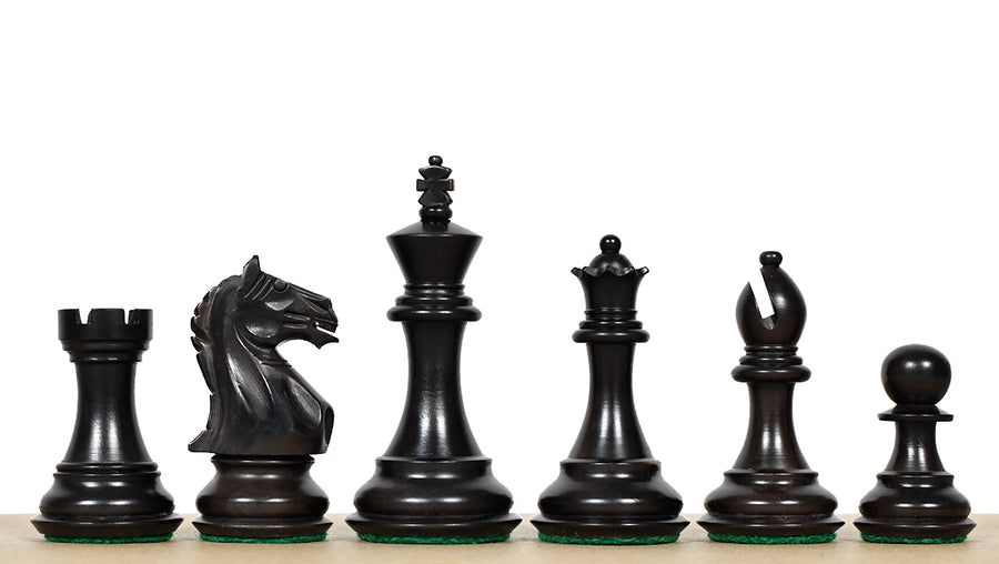 Fierce Knight Staunton Chess Pieces Indian Ebonized Wood 3.5" King