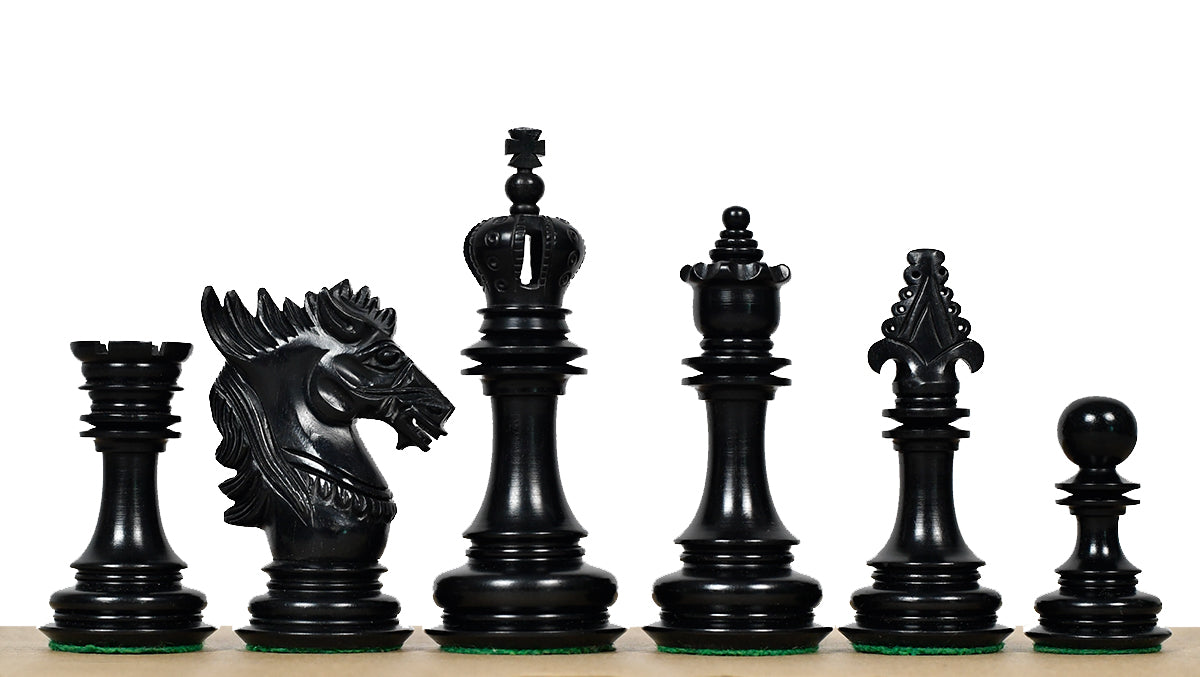 Dragon Knight Series Wooden Chess Pieces Carved in Ebony / Boxwood  - 4.7" King