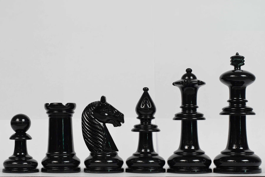 Imperfect Austrian Chess Pieces in Black Painted & Red Painted Wood - 4.2" King