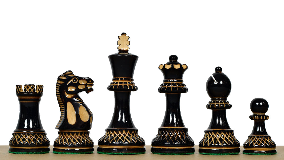 Parker Staunton Lacquered Chess Pieces Burnt & Natural Boxwood 3.9"- King