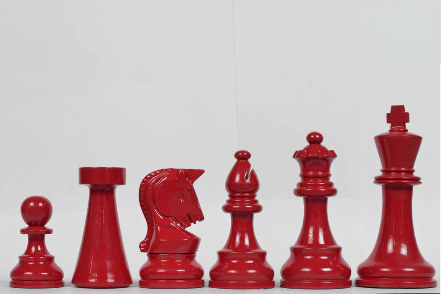 Imperfect Chess Pieces in Black Painted & Red Painted Wood - 3.8" King