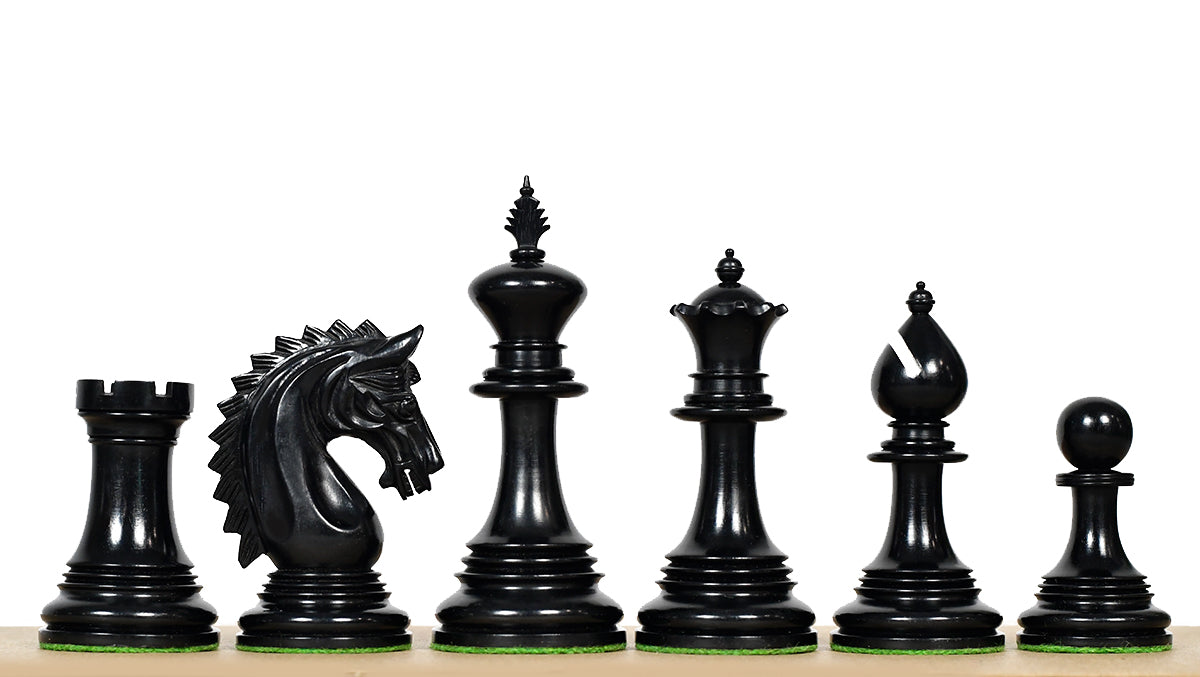 California Chrome Staunton Series Chess Pieces Version 2.0 in Ebony / Boxwood - 4.25" King