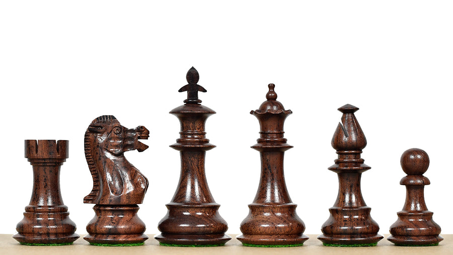 British Staunton Series Wooden Chess Pieces in Anjan Wood & Boxwood - 3.7'' King
