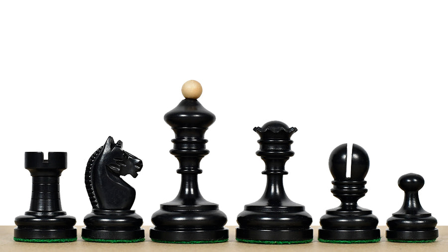1930 Knubbel Analysis Chess Pieces in Ebonized & Natural Boxwood 3"- king