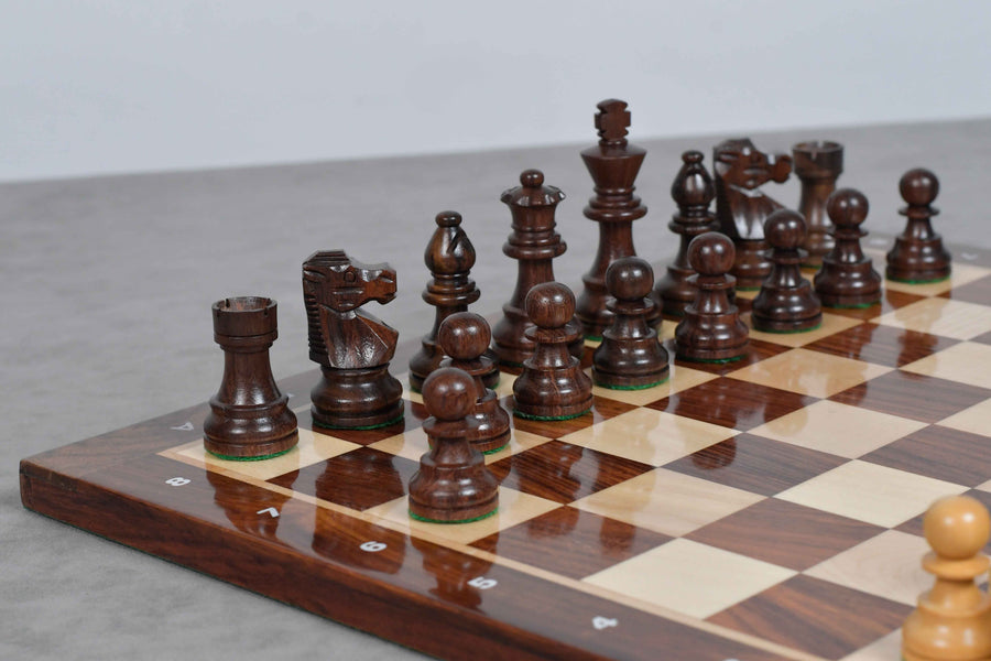 French Lardy Exclusive Chess Set in Sheesham Wood  3"- King with Notation Chess Board