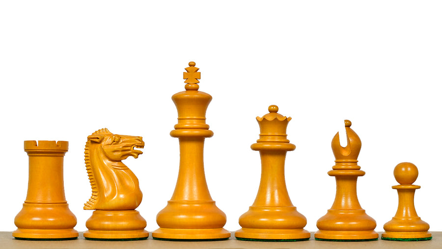 1849 Original Staunton Triple Weighted Chess Pieces in Ebony Wood & Antique Wood - 4.5" King
