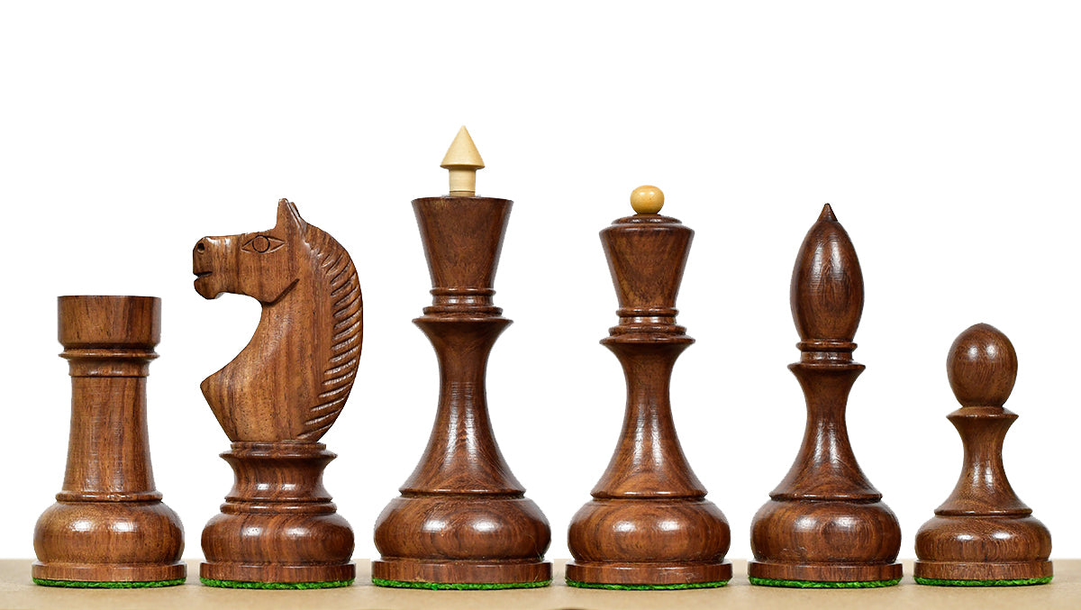 Circa 1930s "Leningrad Schoolboy" Soviet Chess Pieces 4.2 inch King in Sheesham & Boxwood