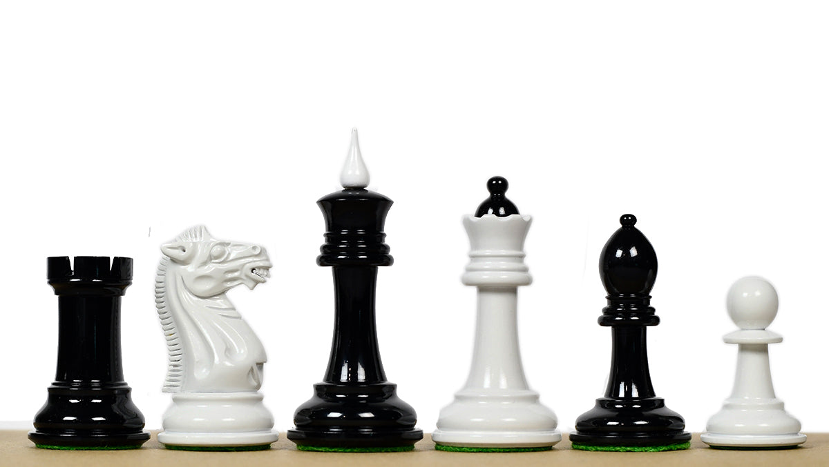 Reproduced 1940 Soviet Club Chess Set Painted Ebony & Ivory White 4.0" King