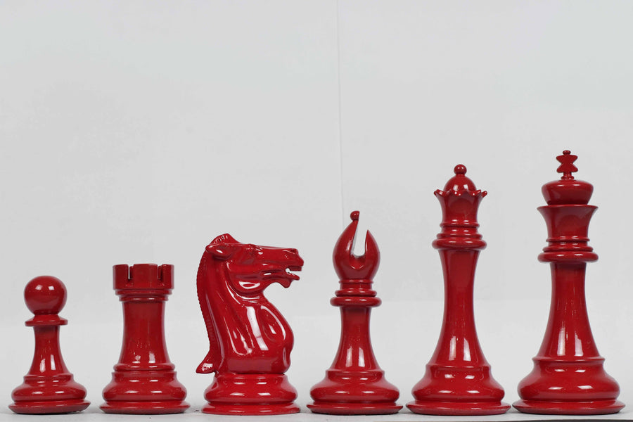 Imperfect Chess Pieces in Black Painted & Red Painted Wood - 4.3" King