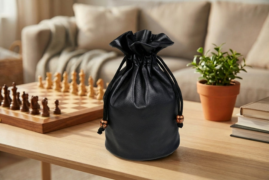 Genuine Leather Chess Storage Pouch for 3"-4" King Chess Pieces