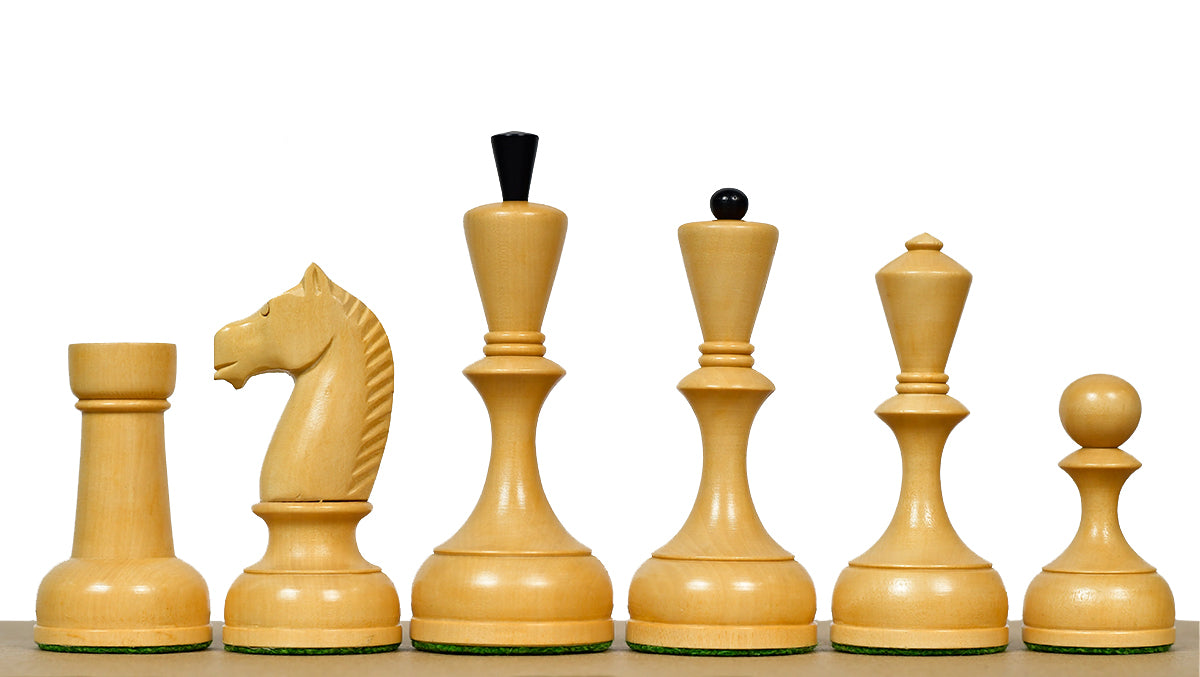 1950s' Botvinnik Tournament Soviet Era Chess Pieces in 4.4" King Ebonized Boxwood