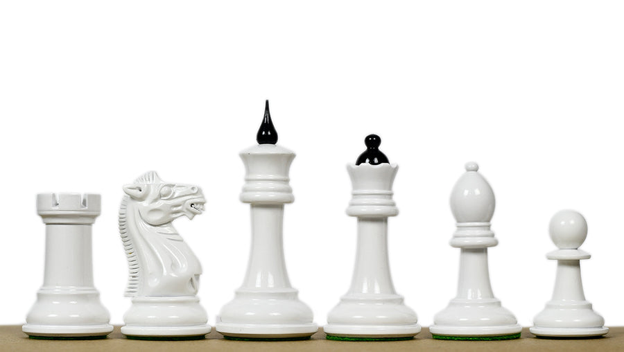 Reproduced 1940 Soviet Club Chess Set Ebony & Ivory White Painted 4.0" King