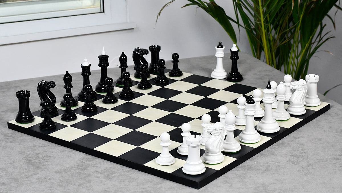 Reproduced 1940 Soviet Club Chess Set Ebony & Ivory White 4.0