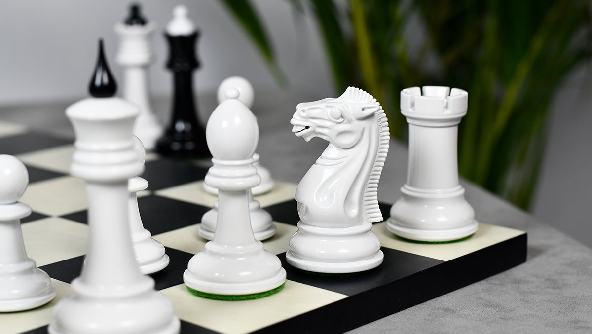 Reproduced 1940 Soviet Club Chess Set Ebony & Ivory White 4.0