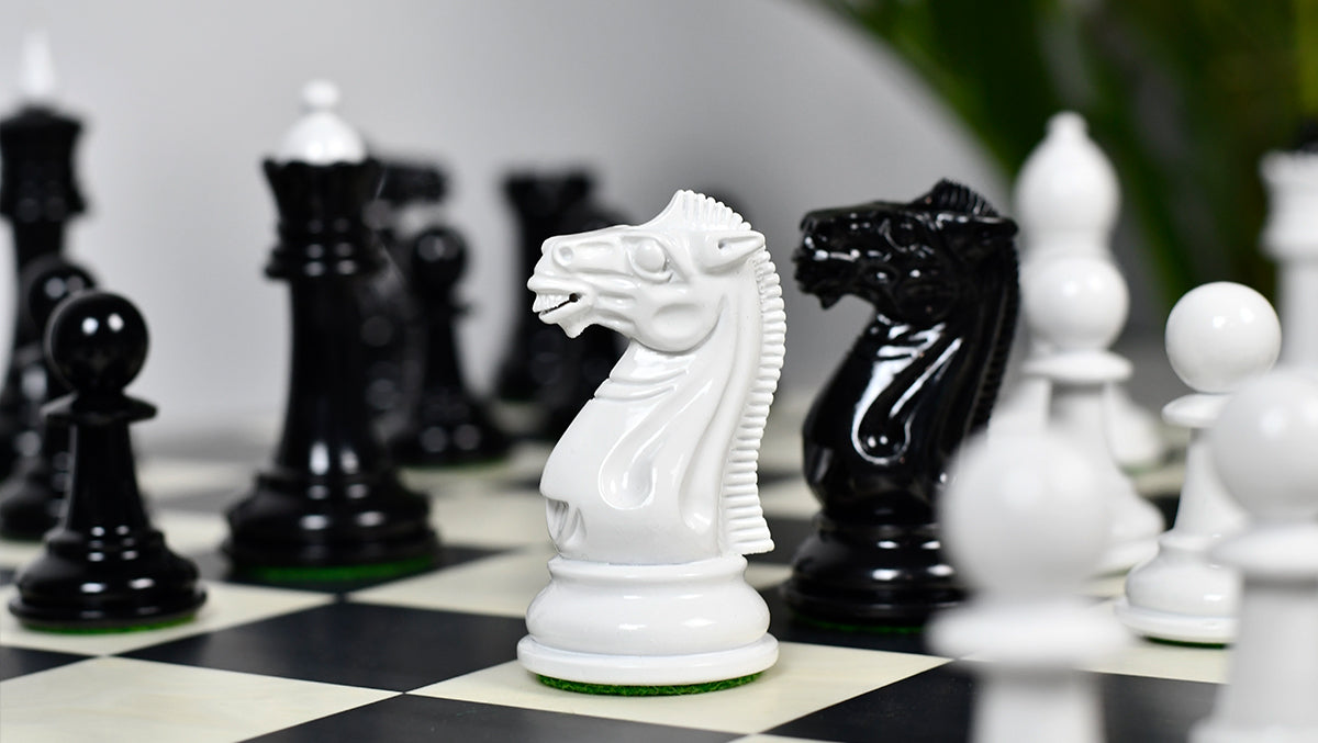 Reproduced 1940 Soviet Club Chess Set Ebony & Ivory White 4.0
