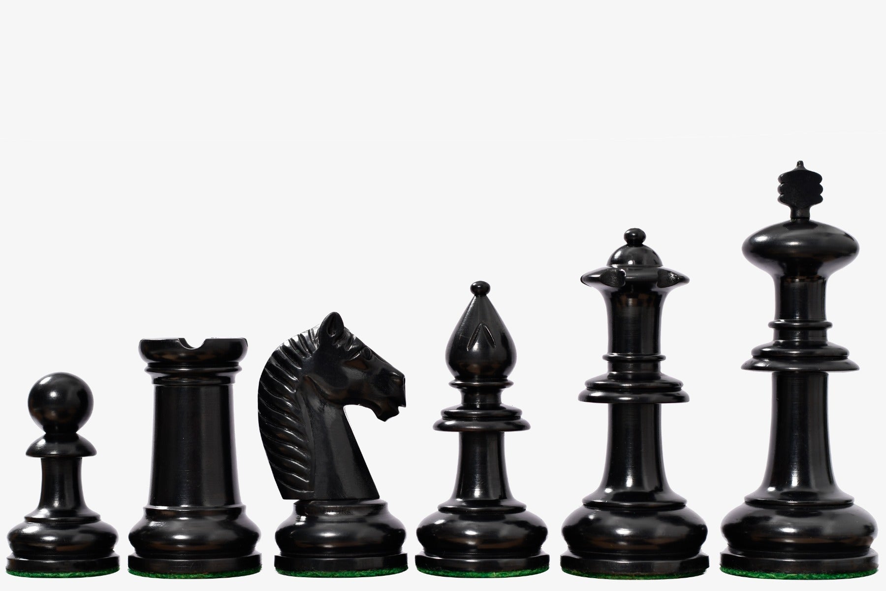 19th Century Austrian Handcrafted Chess Pieces Ebonized Boxwood 4.2" - King