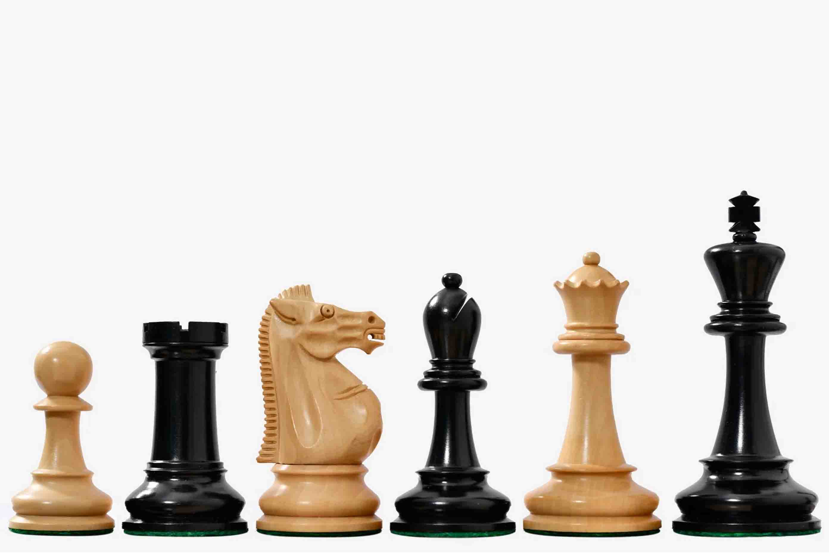 1966 17th Chess Olympiad Repro Weighted Pieces Ebonized Wood 4.0"- king