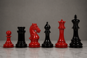 Chess Pieces in Black & Red Painted Wood (4.4" King) - Slightly Imperfect Series | Chessbazaar
