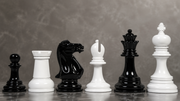 Staunton Chess Pieces Black & White Painted Wood 4.4" - Slightly Imperfect