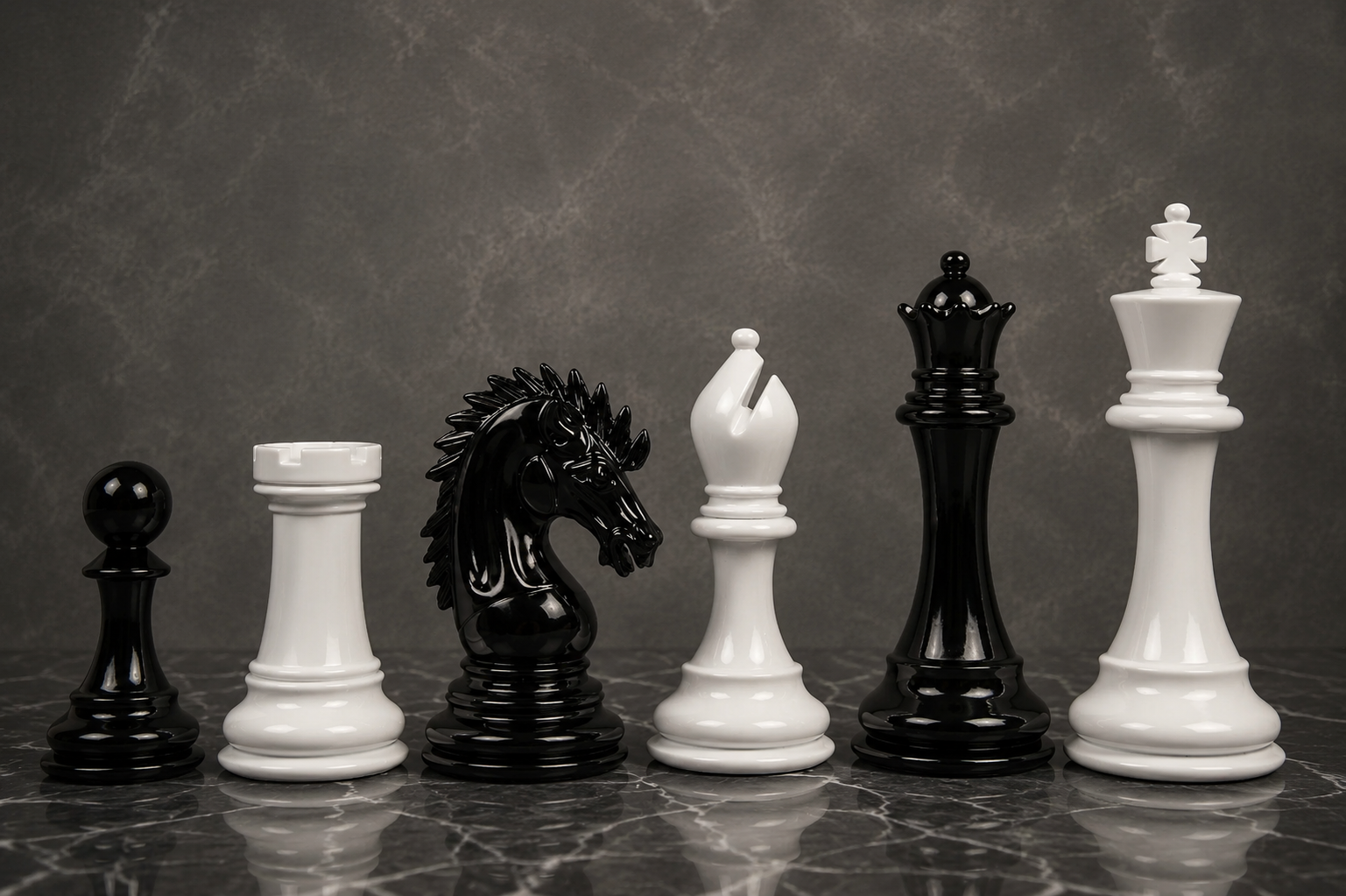 Chess Pieces Black & White Painted Wood 4.4" - Slightly Imperfect Series | CHESSBAZAAR