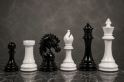 Chess Pieces Black & White Painted Wood 4.4" - Slightly Imperfect Series | CHESSBAZAAR