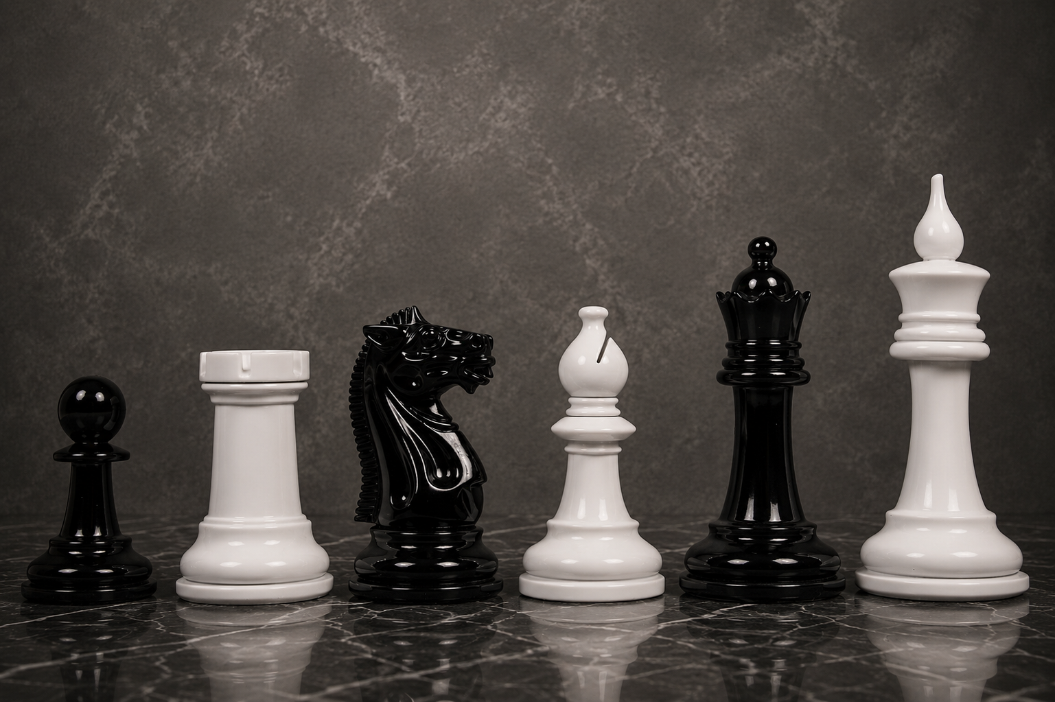 Reproduced Chess Set Black & White Painted Wood 4" - Slightly Imperfect | CHESSBAZAAR