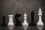 Reproduced Chess Set Black & White Painted Wood 4" - Slightly Imperfect | CHESSBAZAAR