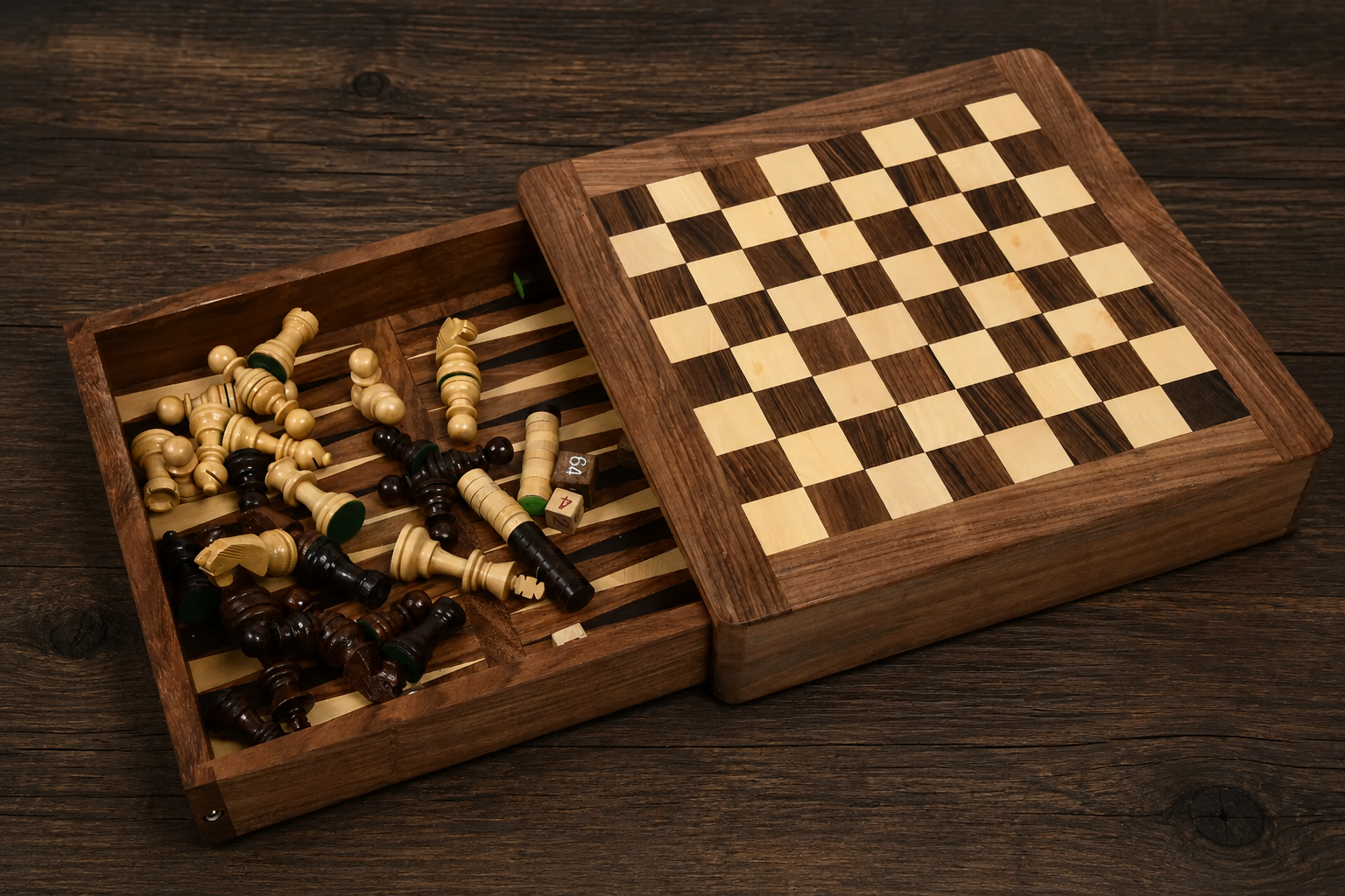 Budget Magnetic Travel Chess Set Sheesham & Boxwood Dice - Slightly Imperfect | CHESSBAZAAR