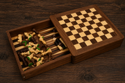 Travel Magnetic Chess Set Sheesham & Boxwood Board Dice - Slightly Imperfect | CHESSBAZAAR