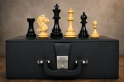 The Bridle Series Chess Pieces in Ebony & Box Wood - 4.8" King with Storage Box