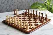 Minimalist Hermann Ohme Chess Pieces in Sheesham/Boxwood - 3.75" King with Board