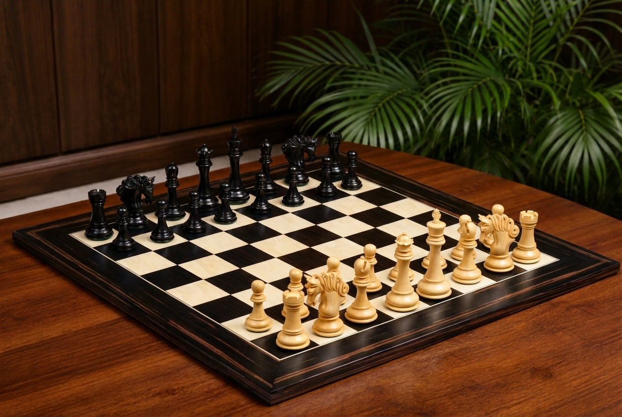 Pegasus Series Artisan Chess Pieces ver 2.0 in Ebony / Boxwood - 4.6" King with Board
