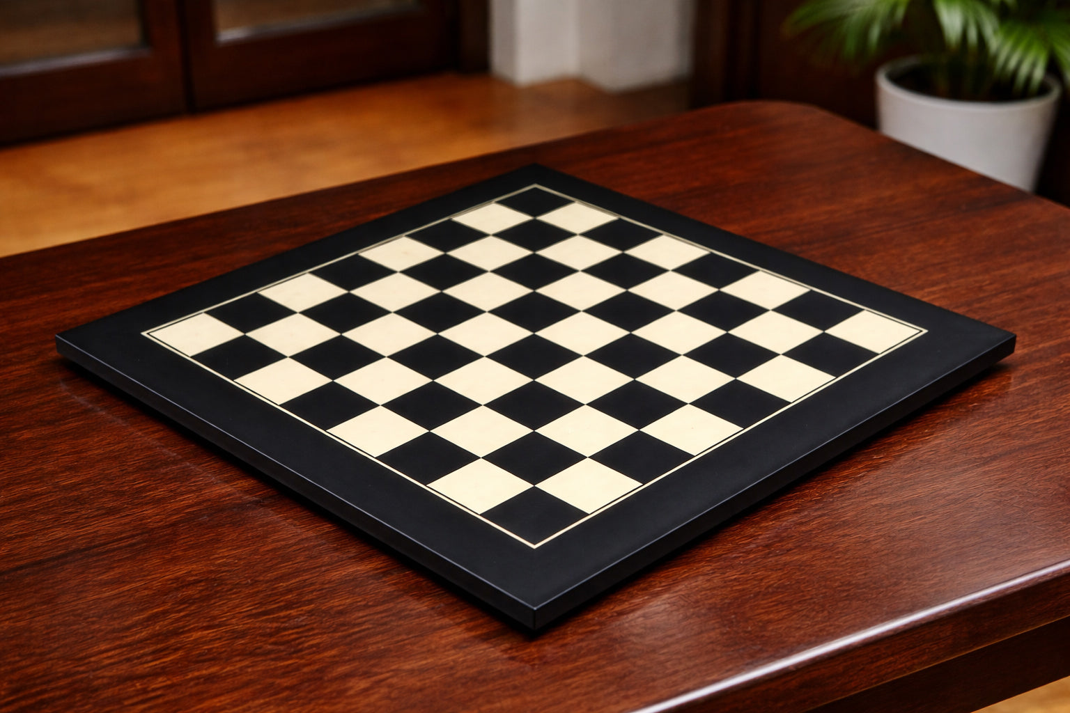 Wooden Deluxe Black Anigre Maple Matte Finish Chess Board 18" - 45 mm