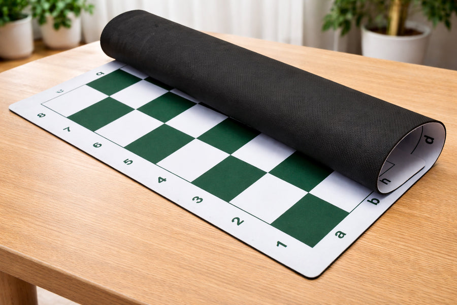 22" Rubber Mouse Pad Tournament Roll-Up Chess Board Green & White