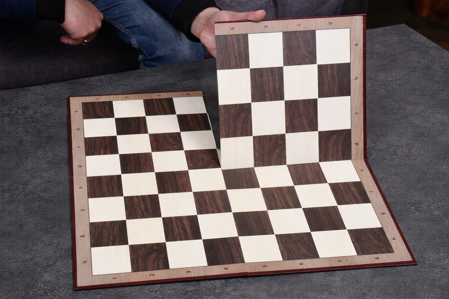 Folding Cardboard 19" Chess Board with Notations in Brown and Off White square - 55mm square