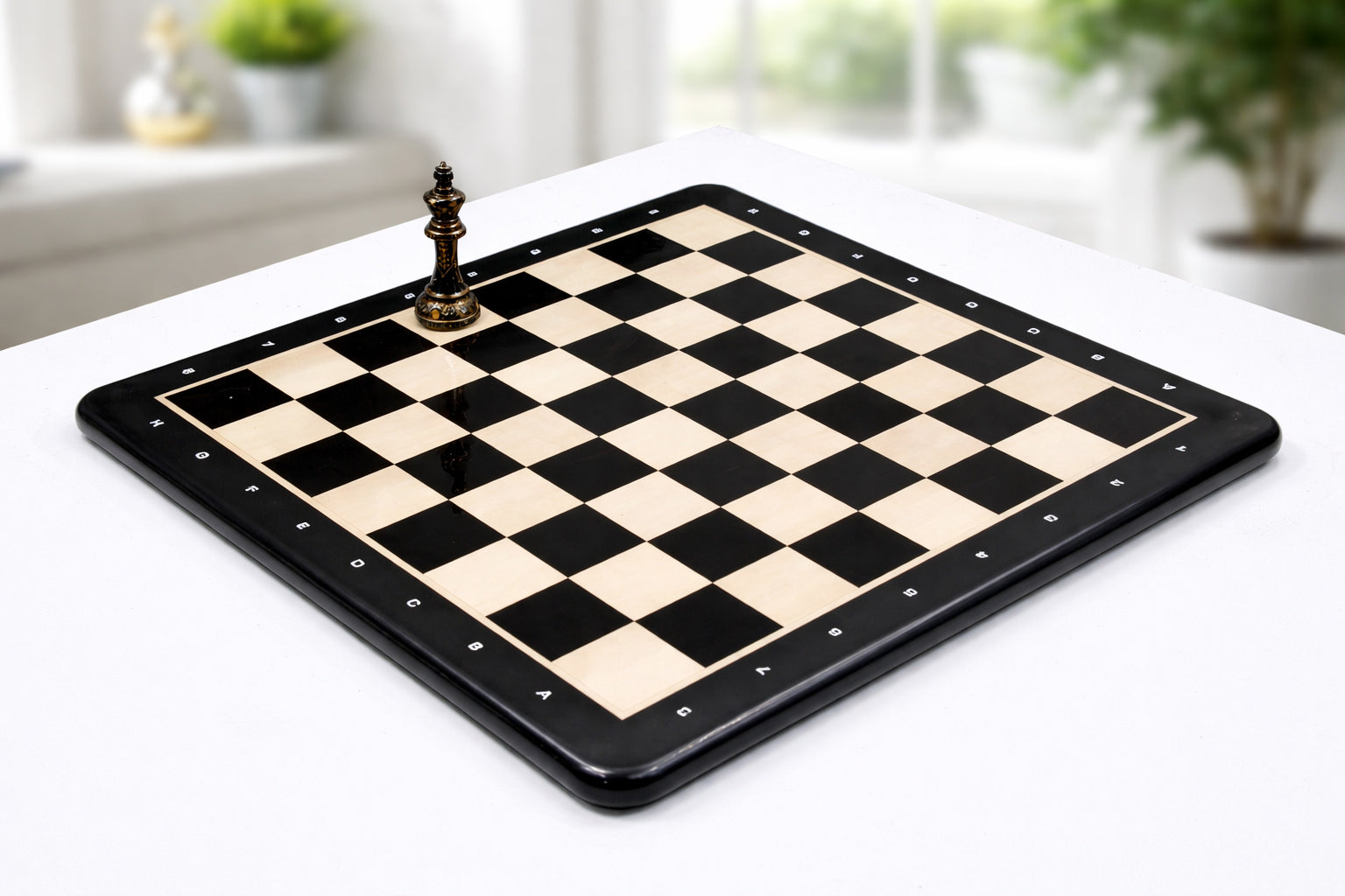 Wooden Chess Board with Notation in Ebony Wood & Maple 21" - 55 mm Square
