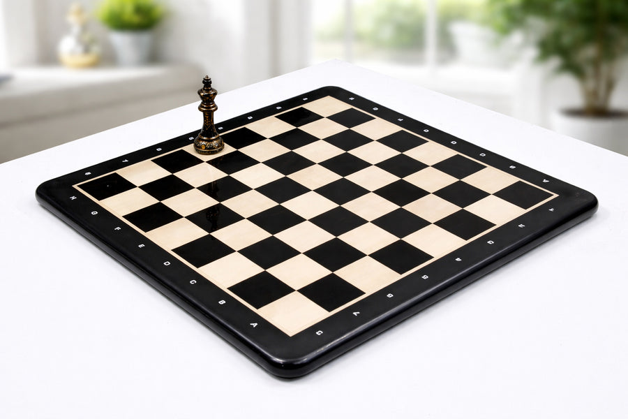 Wooden Ebony & Maple Chess Board with Notation 21" (55mm)