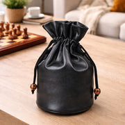 Genuine Cow Milled Leather Drawstring Storage Pouch for 4" to 5" King Chess Pieces