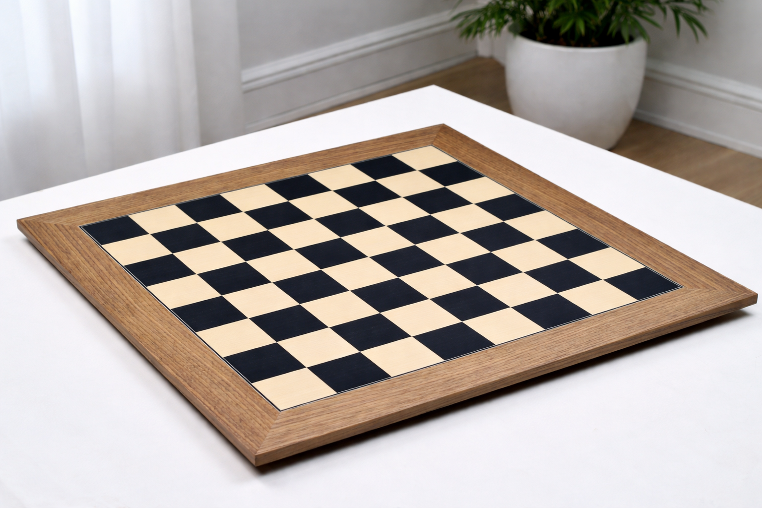 Wooden Deluxe Black Dyed Poplar & Sycamore with Matte Finish Chess Board 24" - 60 mm