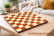 Minimalist Red Ash Burl Maple Hi-Gloss Borderless Chess Board 19" | CHESSBAZAAR